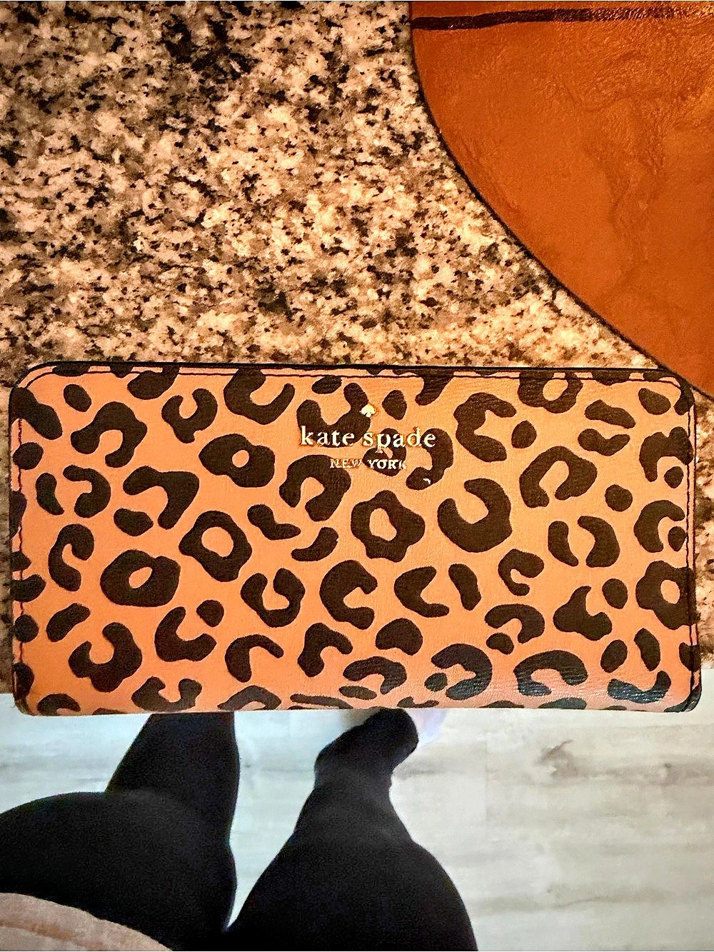 kate spade new york Leopard Print Wallet in Brown & Black